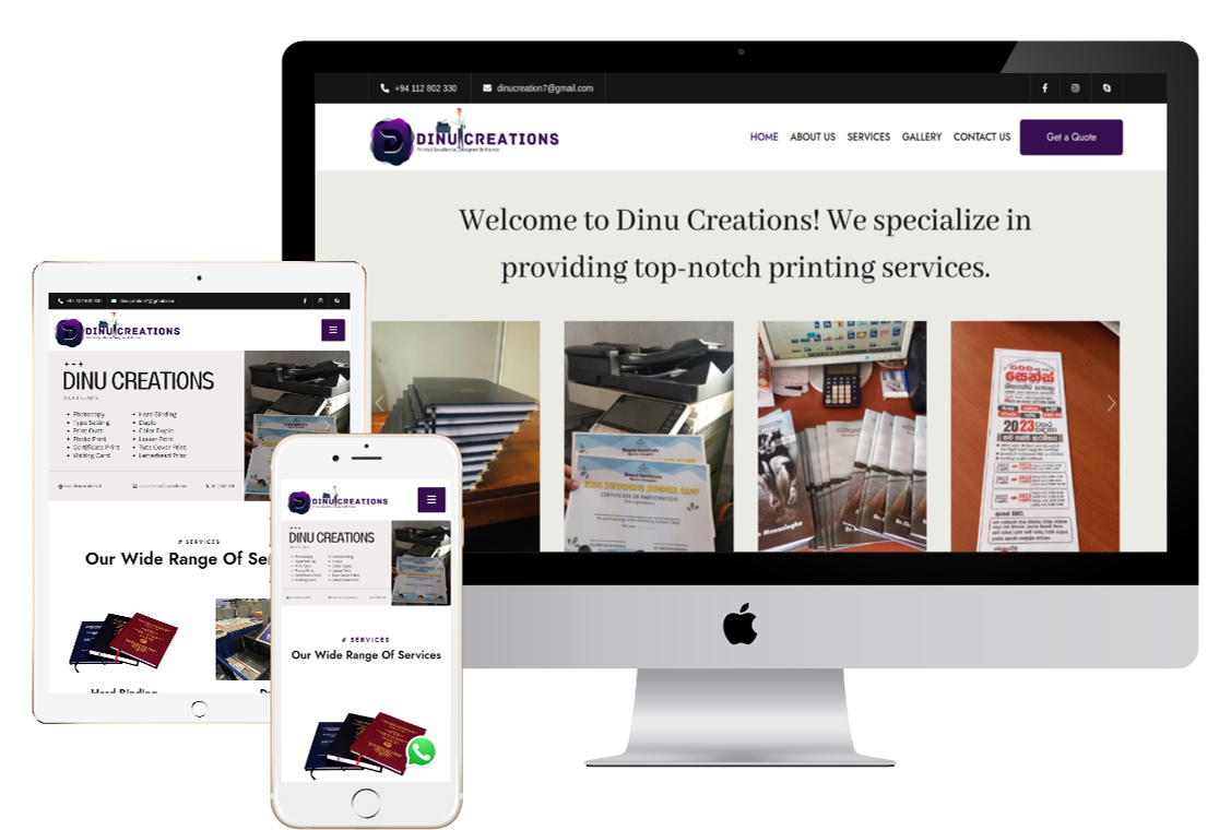 Dinu Creations website design and Developed by www.wdsl.lk - web design sri lanka.